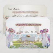 Carte de demoiselle d'honneur de mariage à la plag (Devant / Derrière)