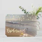 Carte de demoiselle d'honneur de mariage à la plag (Debout devant)