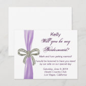 Carte de demoiselle d'honneur de mariage à ruban d (Devant / Derrière)