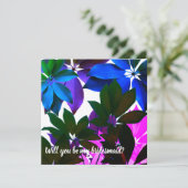 Carte de demoiselle d'honneur de mariage aux feuil (Debout devant)