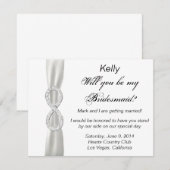 Carte de demoiselle d'honneur de mariage blanc Dia (Devant / Derrière)