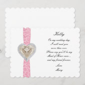 Carte de demoiselle d'honneur de mariage en dentel (Devant / Derrière)