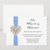 Carte de demoiselle d'honneur de mariage en dentel (Devant / Derrière)