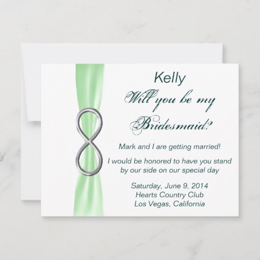 Carte de demoiselle d'honneur de mariage Green Inf (Devant)