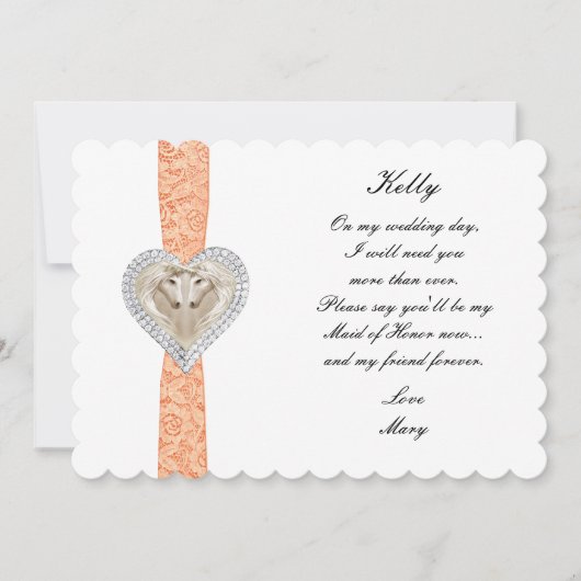 Carte de demoiselle d'honneur de mariage Licorne O (Devant)