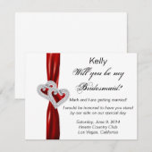 Carte de demoiselle d'honneur de mariage rouge à c (Devant / Derrière)