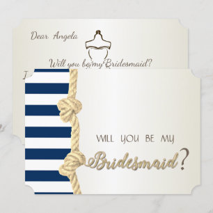 Carte de demoiselle d'honneur de mariage sur la pl