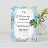 Carte de demoiselle d'honneur de mariage tropical  (Debout devant)