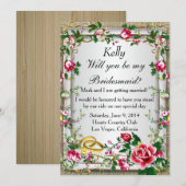 Carte de demoiselle d'honneur de roses rouges rust (Devant / Derrière)