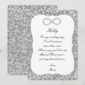Carte de Demoiselle d'Honneur Diamant Pailleté Arg (Devant / Derrière)