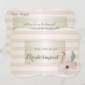 Carte de demoiselle d'honneur élégante à rayures e (Devant / Derrière)