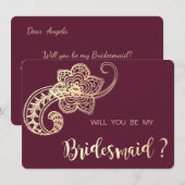 Carte de demoiselle d'honneur élégante et chic à m (Devant / Derrière)