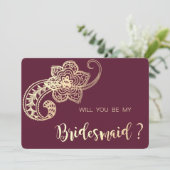 Carte de demoiselle d'honneur élégante et chic à m (Debout devant)