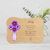 Carte de demoiselle d'honneur en pot Mason violet (Debout devant)