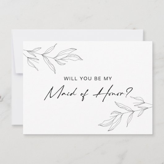 Carte de Demoiselle d'Honneur Feuille de Feuillage (Devant)