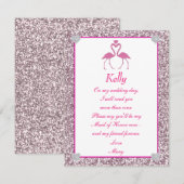 Carte de demoiselle d'honneur flamant rose avec fa (Devant / Derrière)
