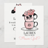 Carte de Demoiselle d'Honneur Fleuriste 'Thé' (Devant / Derrière)