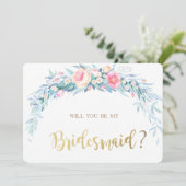 Carte de demoiselle d'honneur Fleurs aquarelle poi (Debout devant)