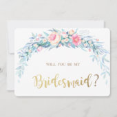 Carte de demoiselle d'honneur Fleurs aquarelle poi (Devant)