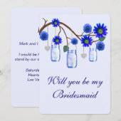 Carte de demoiselle d'honneur Fleurs bleues dans d (Devant / Derrière)