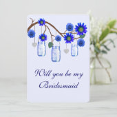 Carte de demoiselle d'honneur Fleurs bleues dans d (Debout devant)