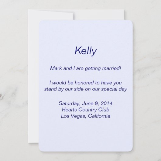 Carte de Demoiselle d'Honneur Fleurs Bleues dans u (Dos)