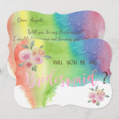 Carte de Demoiselle d'Honneur Fleurs de Splash d'A (Devant / Derrière)