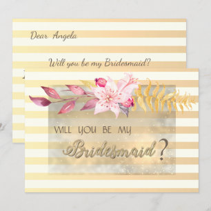Carte de demoiselle d'honneur Fleurs rayées Chic M