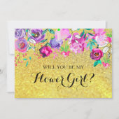 Carte de demoiselle d'honneur fleurs violettes et  (Devant)