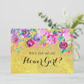 Carte de demoiselle d'honneur fleurs violettes et  (Debout devant)