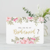 Carte de demoiselle d'honneur florale à l'aquarell (Debout devant)