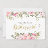 Carte de demoiselle d'honneur florale à l'aquarell (Devant)