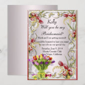 Carte de demoiselle d'honneur florale de tulipe co (Devant / Derrière)