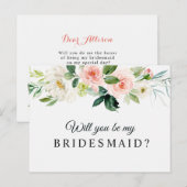 carte de demoiselle d'honneur florale me feras-tu (Devant / Derrière)