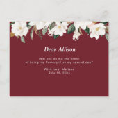 carte de demoiselle d'honneur magnolia bordeaux (Dos)