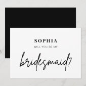 Carte de demoiselle d'honneur minimaliste moderne (Devant / Derrière)