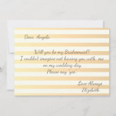 Carte de demoiselle d'honneur moderne chic à rayur (Dos)