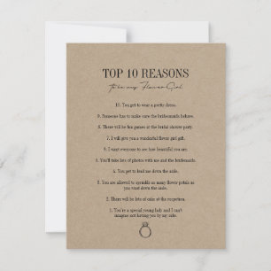Carte de demoiselle d'honneur Rustic Kraft Reasons