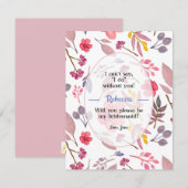 Carte de demoiselle d'honneur Think Dusty Pinks (Devant / Derrière)