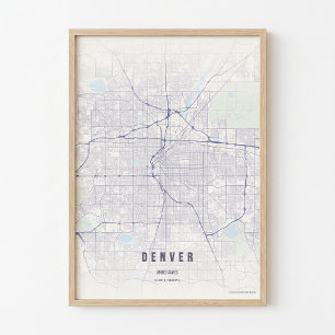 Carte de Denver Pastel Affiche de la ville du Colo