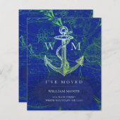 Carte de déplacement d'Ancre Budget Vintage Blue W (Devant / Derrière)