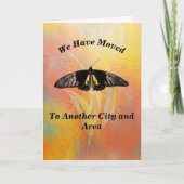 Carte de déplacement orange avec papillon (Devant)