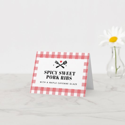 Carte de description Red Pique Plaid I Do BBQ (Petite plante)