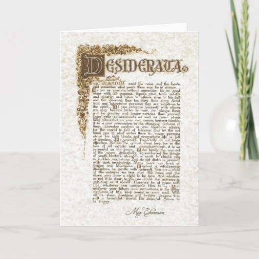 Carte de DESIDERATA (Devant)