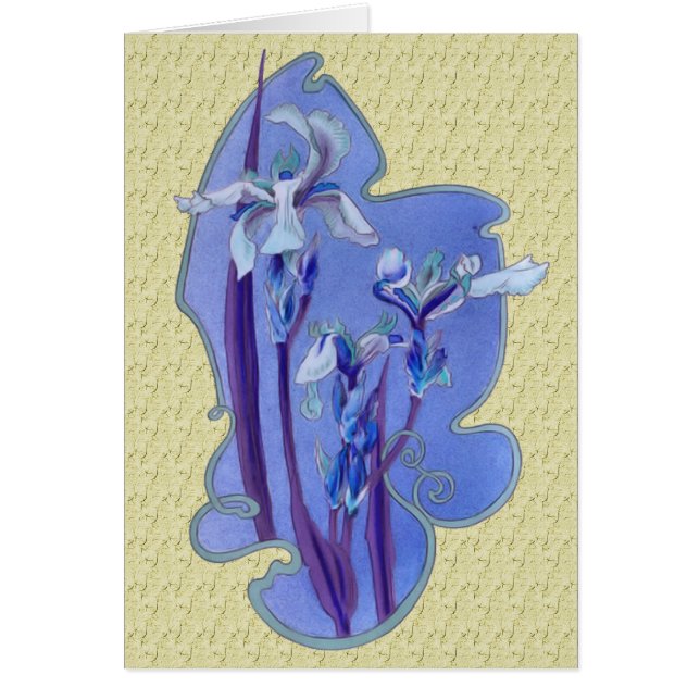 Carte de design d'Art Floral Blue Irises (Devant)