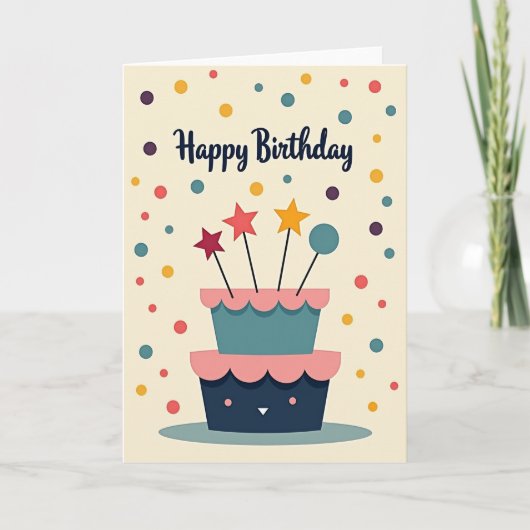Carte de design de confettis d'anniversaire (Devant)