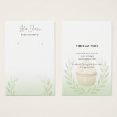 Carte de design de cupcake à feuillage pastel subt (Devant & derrière)