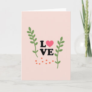 Carte de design de feuillage de cœur d'amour