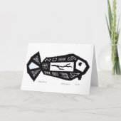 Carte de design de linocut de bâtonnet de poisson (Devant)