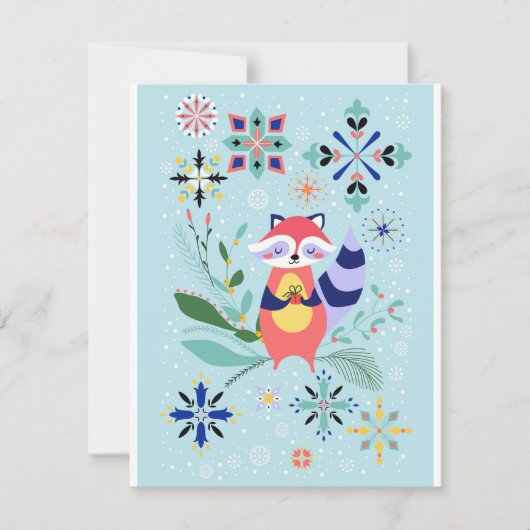 Carte de design festive raton laveur (Devant)